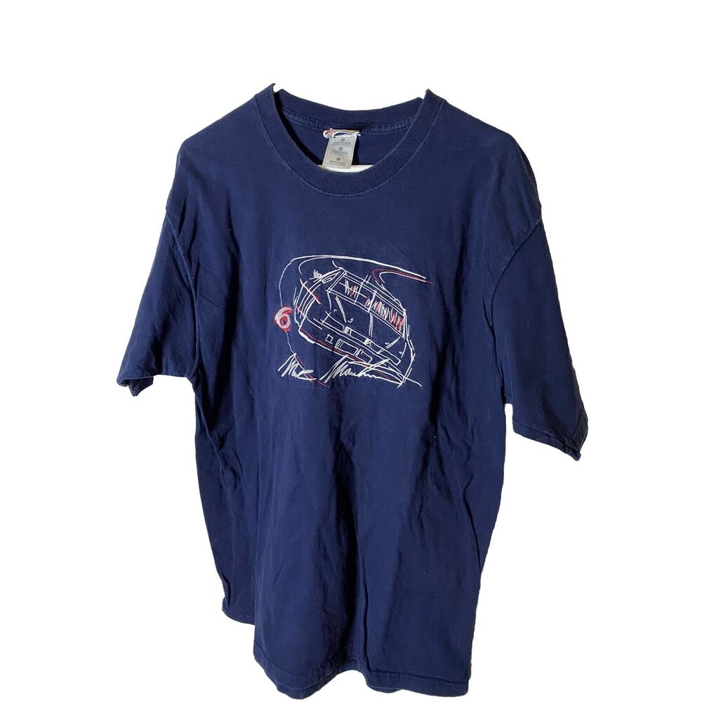 Mark‎ Martin NASCAR #6 Embroidered VTG Cadre Athletic Blue T-Shirt Men’s Large